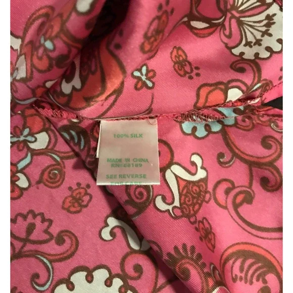 Lilly Pulitzer Elsa Hotty Pink Ring My Chime Silk Top - Size Medium - Picture 11 of 12